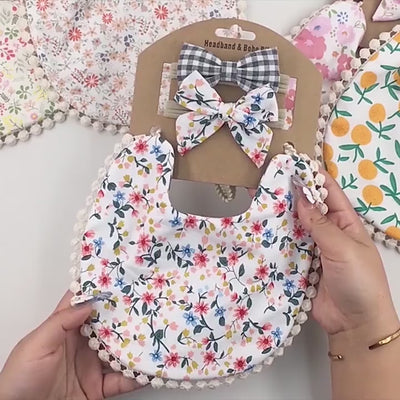 סינרי תינוק מבד פשתן וכותנה עם הדפס פרחים